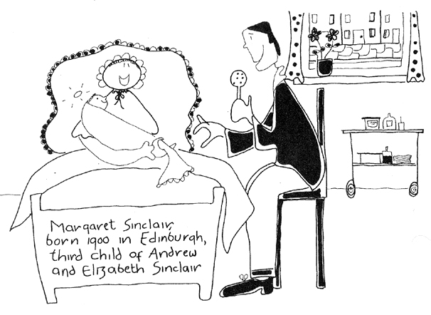 The birth of Margaret Sinclair