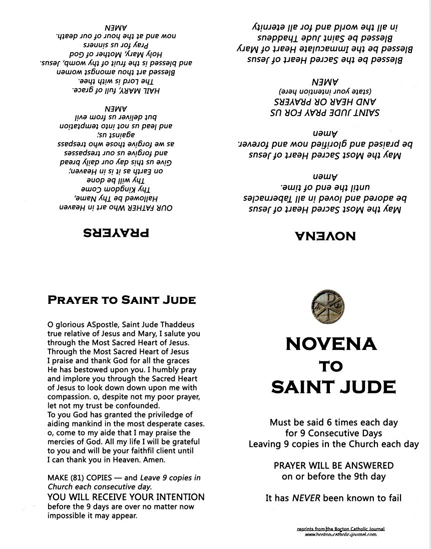 Illustration of Printable Booklet of Novena to St. Jude